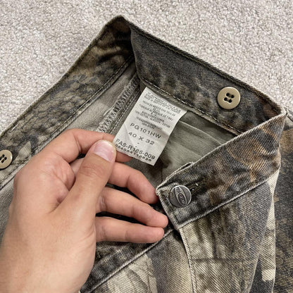 Wrangler Realtree camo jeans W38L32 khaki brown straight fit Hardwoods camouflage double knee pants