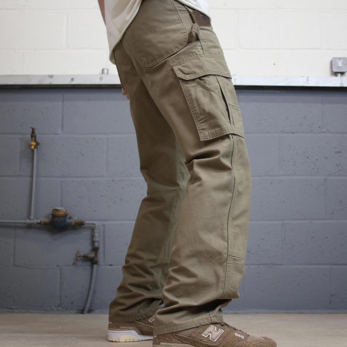 Khaki Wrangler double knee carpenter jeans W30L32 loose canvas 90s skater style cargos