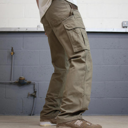 Khaki Wrangler double knee carpenter jeans W30L32 loose canvas 90s skater style cargos