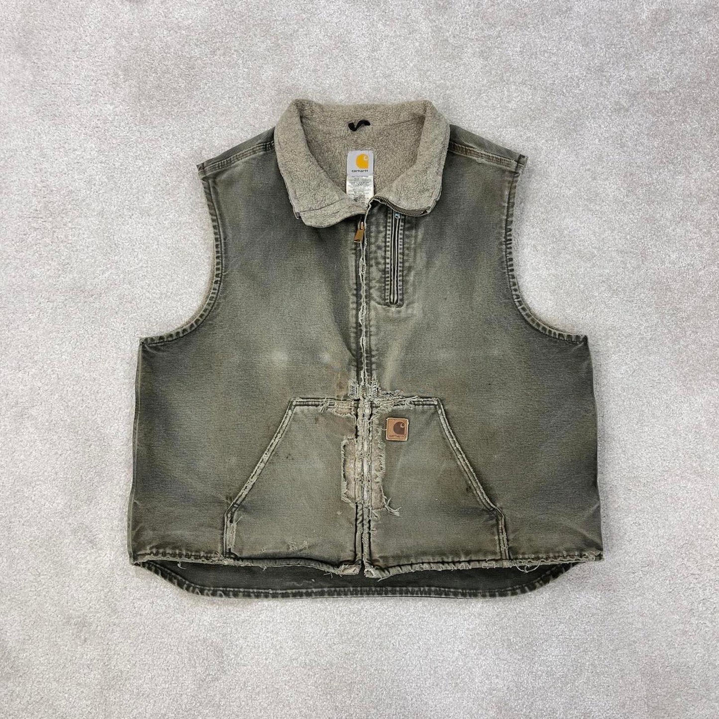 Green vintage Carhartt gilet 2XL sandstone canvas