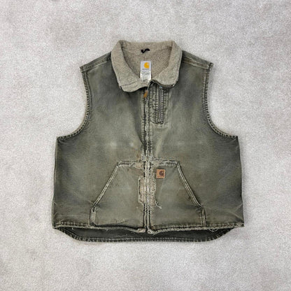 Green vintage Carhartt gilet 2XL sandstone canvas