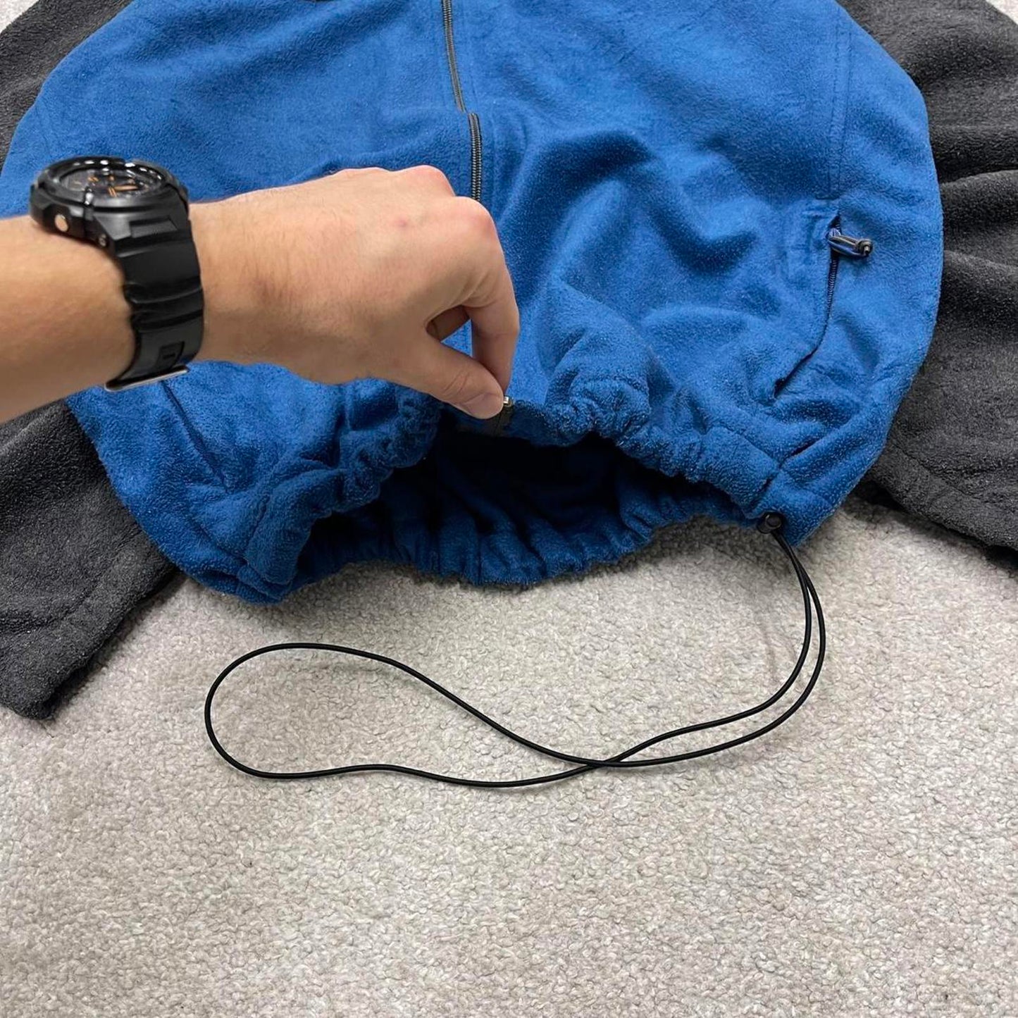 00s Columbia technical fleece XL men's grey blue full zip up y2k style autumn adjustable waist