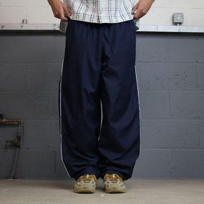 Vintage Starter baggy tracksuit bottoms navy wide leg mesh lined casual track pants