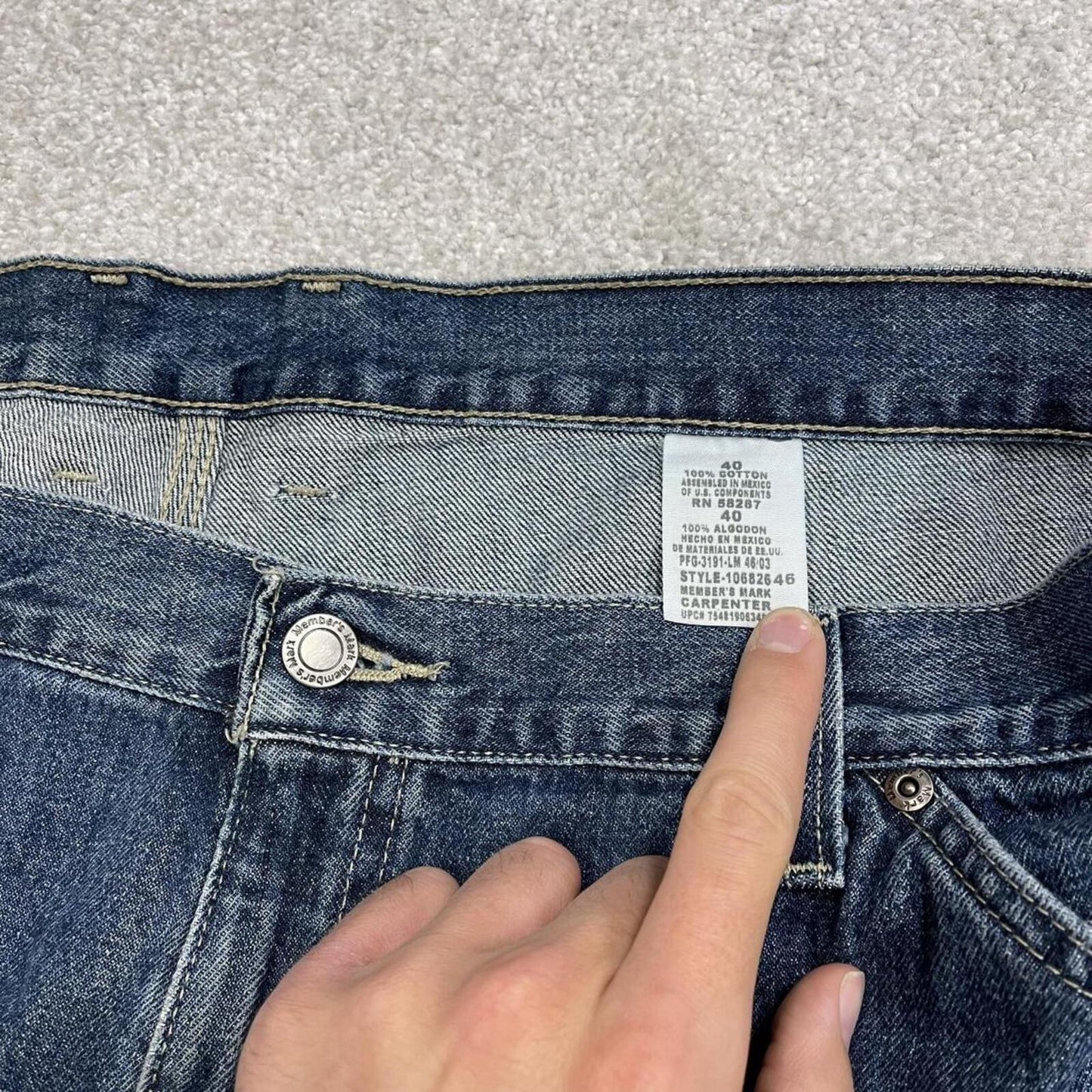 Baggy denim carpenter shorts cargo blue Member's Mark skater surf style jorts