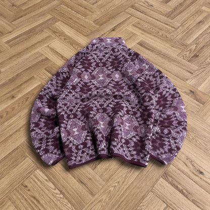 Y2K Colombia fleece aztec pattern Women's purple full zip autumn teddy bear pile fleece