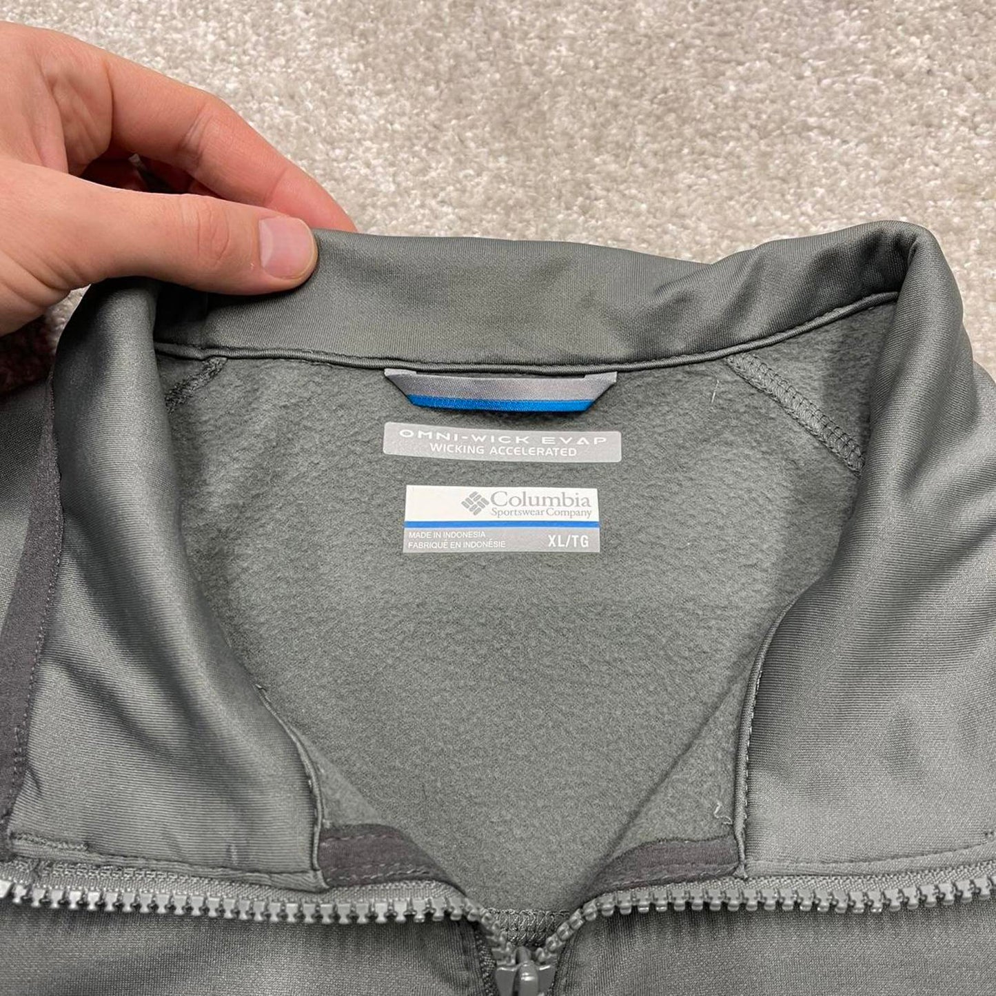 00s grey Columbia soft shell technical fleece XL men's y2k style grey full zip autumn outdoors