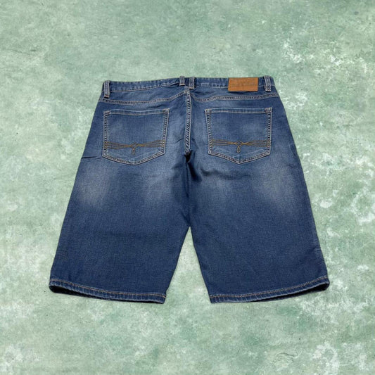 Y2k embroidered denim shorts blue W34 S.Oliver summer festival jorts