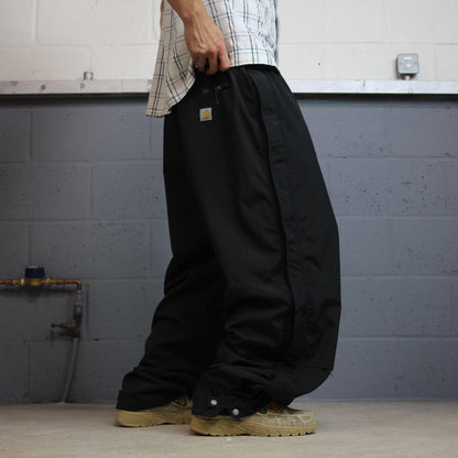 Carhartt baggy waterproof trousers black Wide leg mesh lined waterproof technical pants