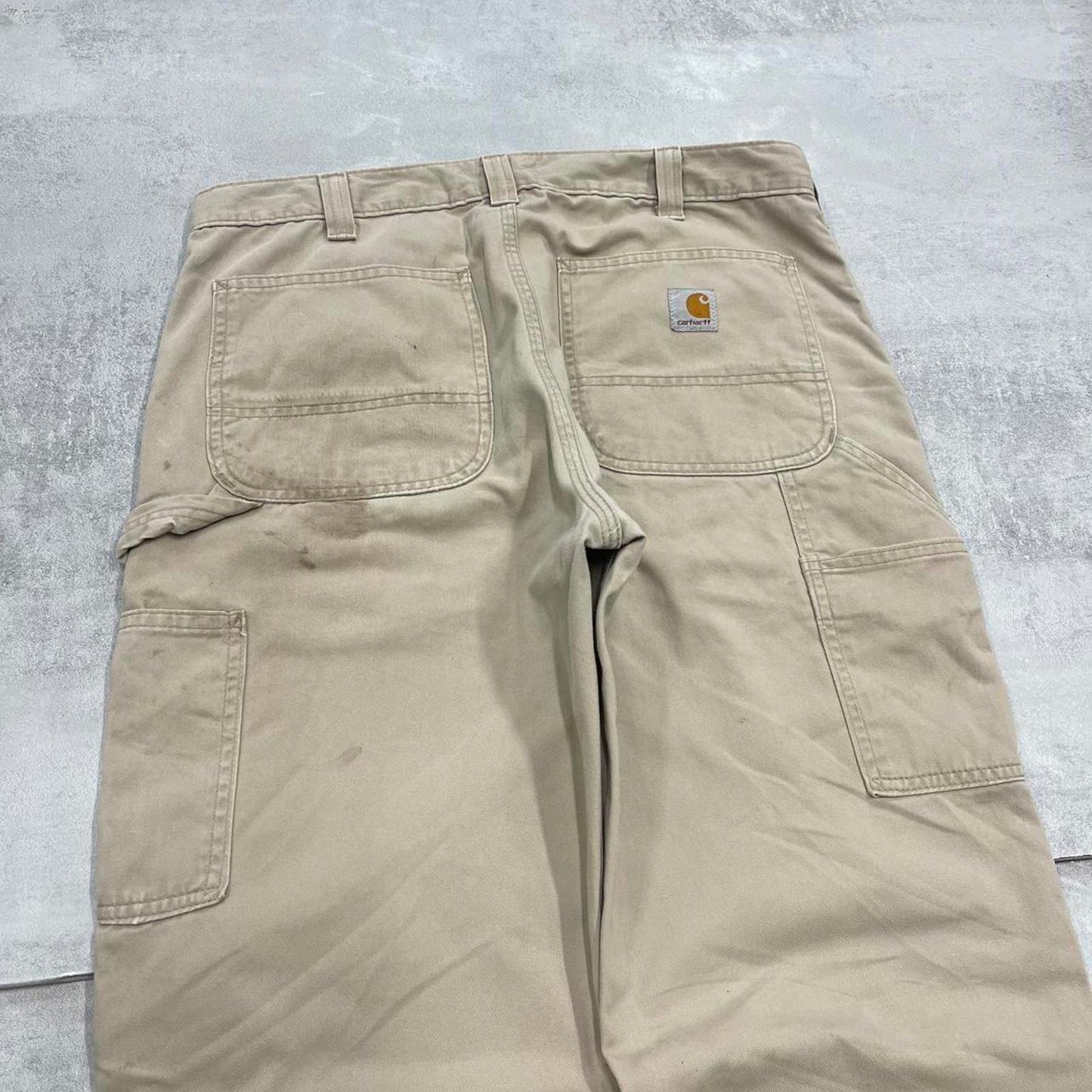 Mens Carhartt carpenter trousers W34 L34 beige skater cargos