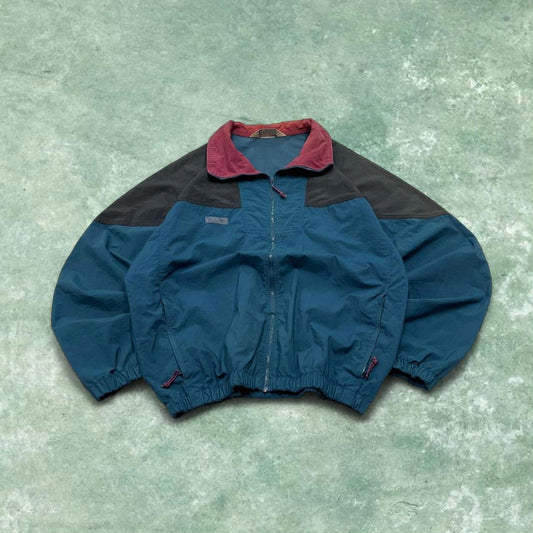 Y2K Columbia technical windbreaker jacket green Lightweight paneled colour boxy coat elasticated