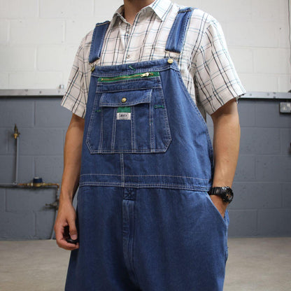 Vintage baggy denim Dungarees wide leg y2k blue Liberty workwear bib & brace overalls utility