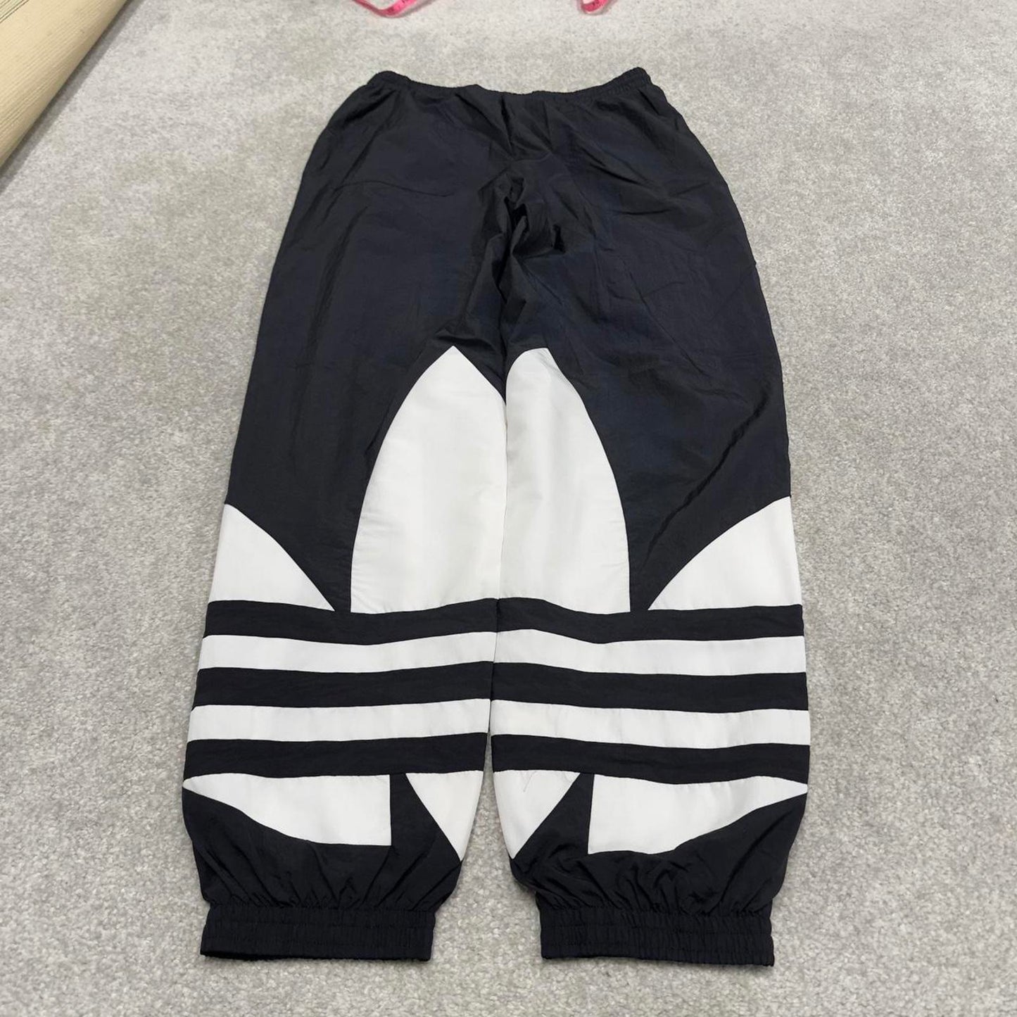 Black Adidas trackies 14 loose y2k style joggers adjustable stripe detail track pants