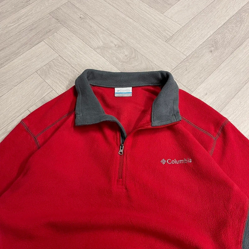 Columbia y2k 1/4 zip fleece red mens large pullover autumnal tech fleece