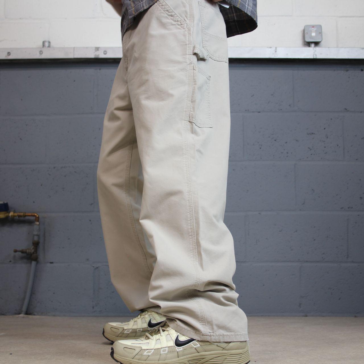 Baggy vintage Carhartt carpenter pants y2k beige Loose leg 2000s skater style workwear
