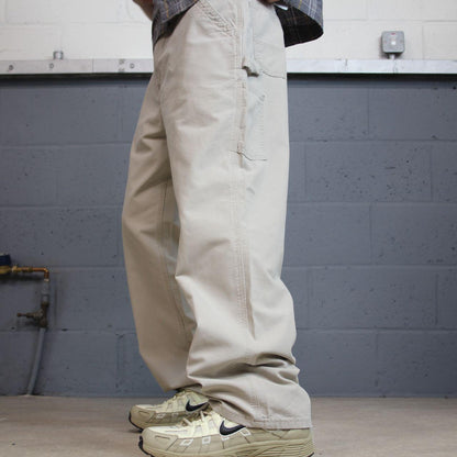 Baggy vintage Carhartt carpenter pants y2k beige Loose leg 2000s skater style workwear