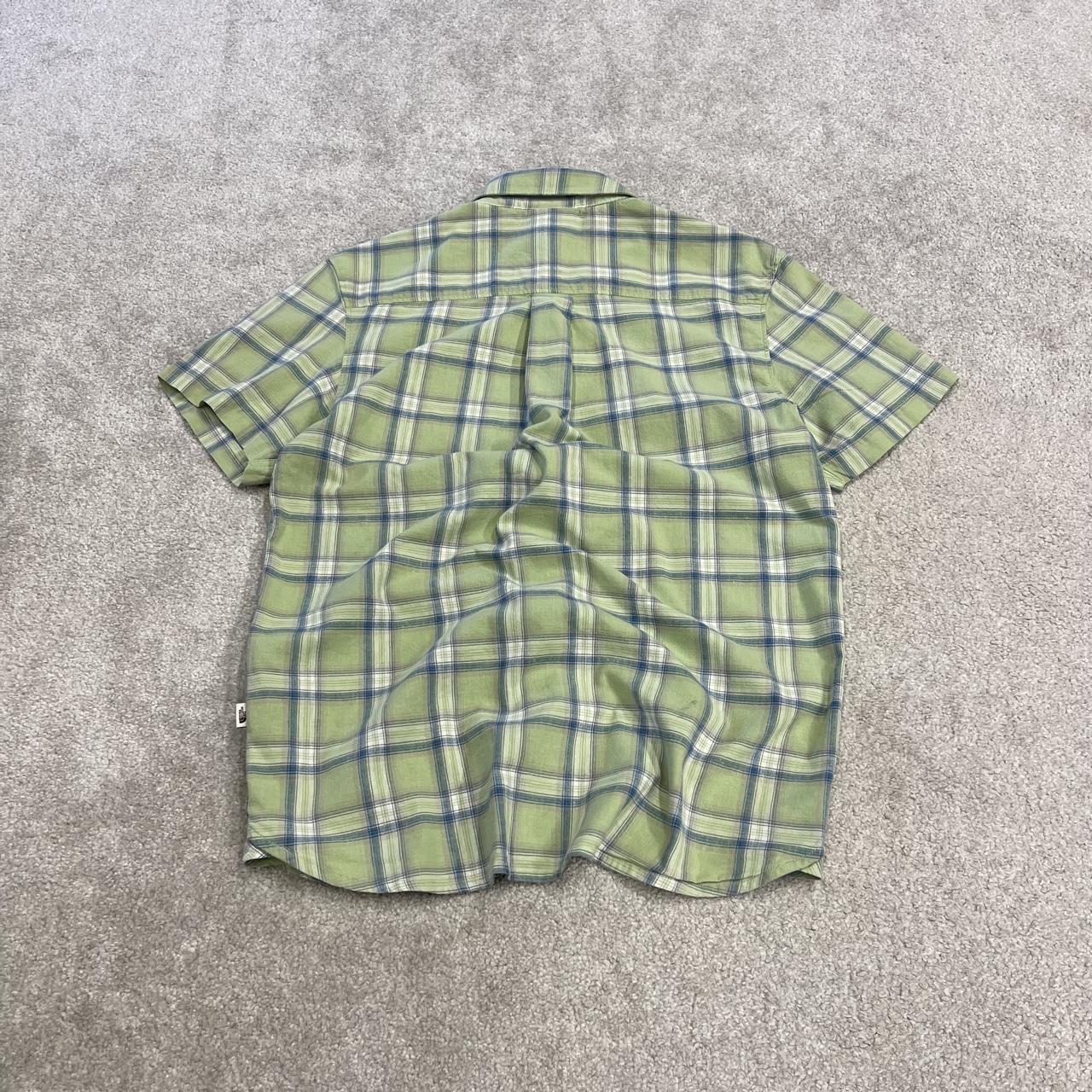 North face checkered short sleeve shirt y2k green TNF surf style check shirt summer festival
