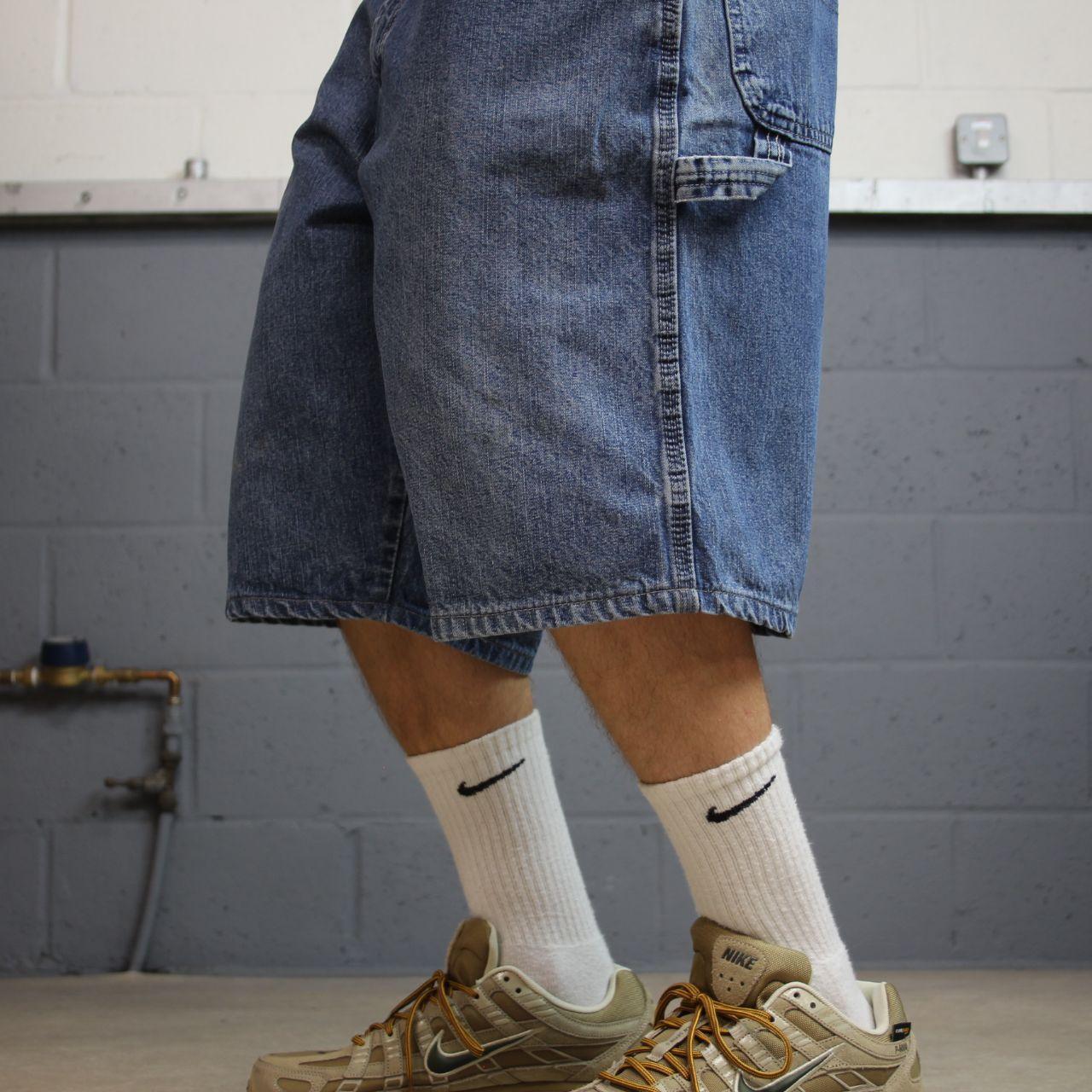Wrangler baggy carpenter shorts Y2K blue Loose fit long denim cargo jorts summer
