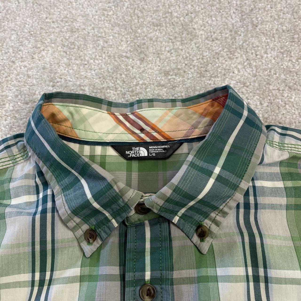 North Face checkered short sleeve shirt green TNF festival surf style check shirt button down summer