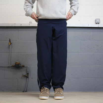 Nike Trackies S navy y2k 00s style dri-fit joggers print logo zip ankles