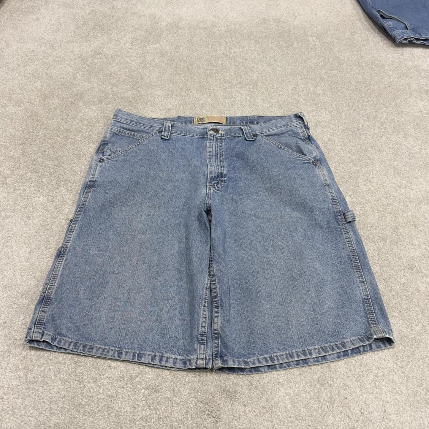 Baggy Lee carpenter shorts blue loose denim skate style summer jorts