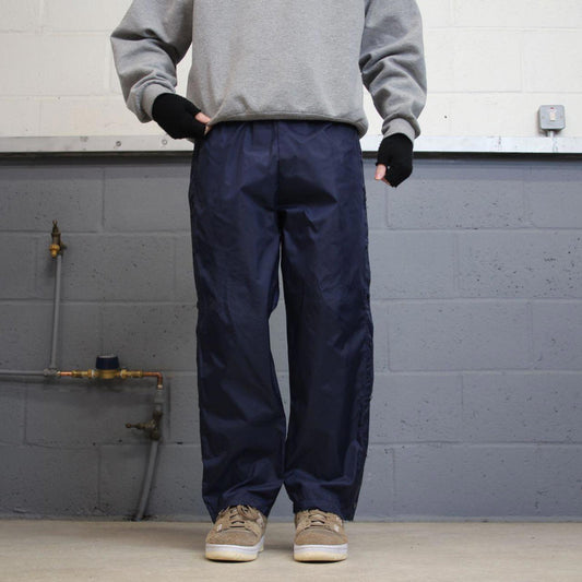 Navy Baggy Nike trackies M 8-10 loose y2k floaty leg joggers embroidered logo