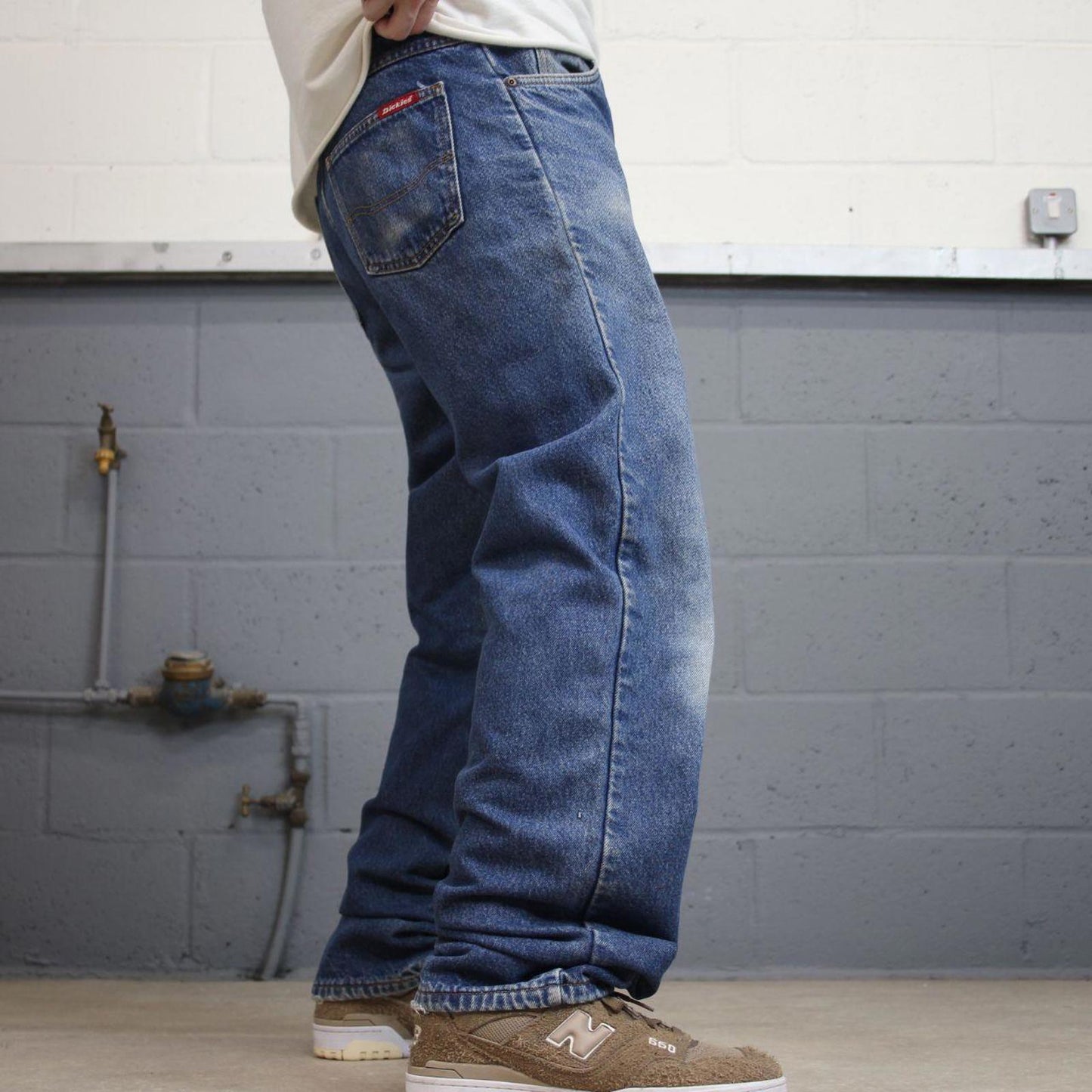 Dickies jeans W34L34 loose blue denim 90s style skater jeans flannel lined