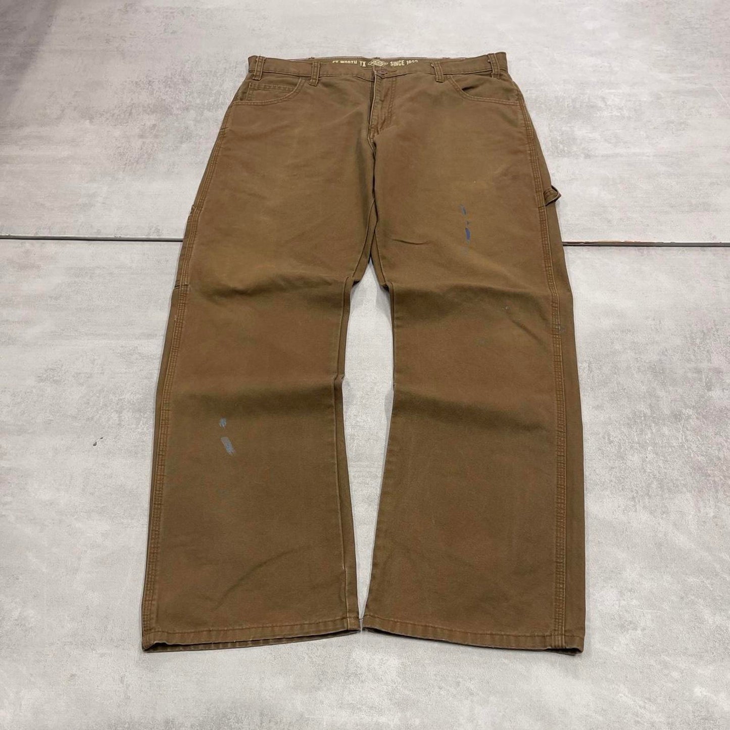 00s Dickies carpenter jeans workwear W36L30 90s skate style brown canvas relaxed cargos casual wear