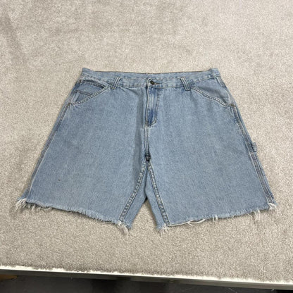 Cut denim cargo shorts carpenter blue Faded Glory frayed skater style jorts