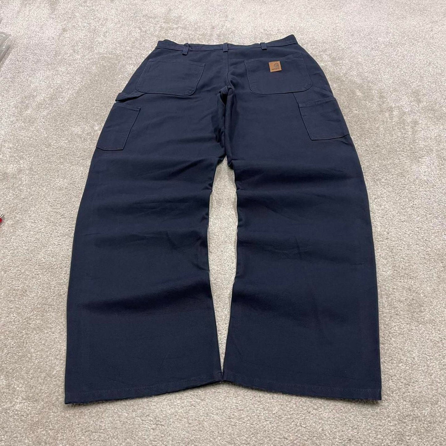 Vintage baggy Carhartt carpenter jeans navy W34L32 90s skater style canvas cargos