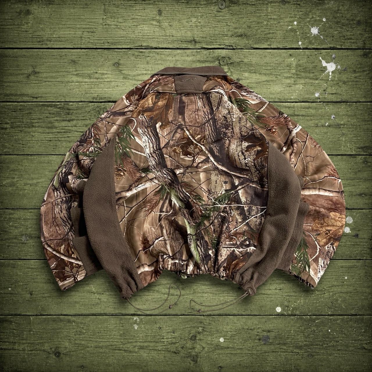 Realtree camo windbreaker fleece jacket brown Full zip y2k adjustable technical camouflage coat