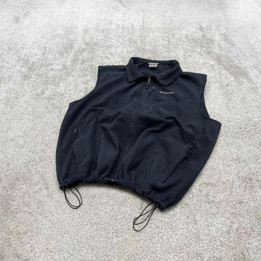 Columbia technical fleece gilet XXL men’s black full zip up autumn tech adjustable waist