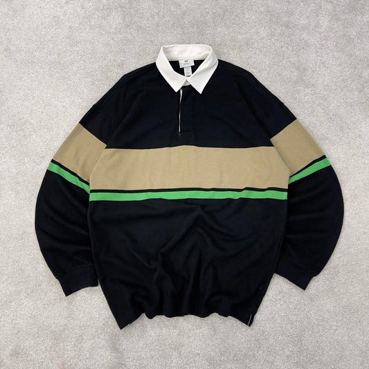 Black H&M Vintage-Inspired Rugby Shirt S