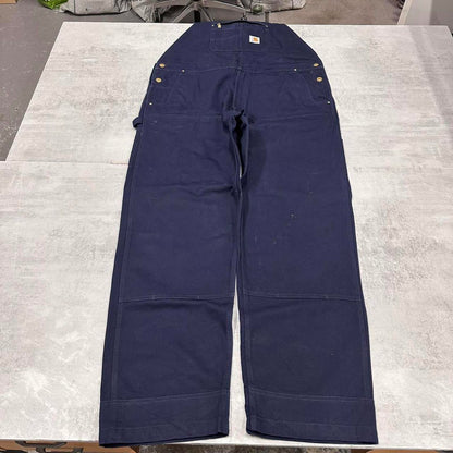 Navy Carhartt dungarees W44L34 mens canvas overalls utility worker