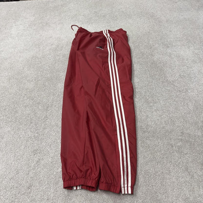 Y2K vintage Adidas tracksuit bottoms red large Loose leg embroidered logo side stripe 2000s style