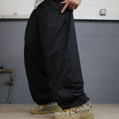 Vintage Nike baggy tracksuit bottoms black wide leg XL Loose lined casual swoosh logo track pants#