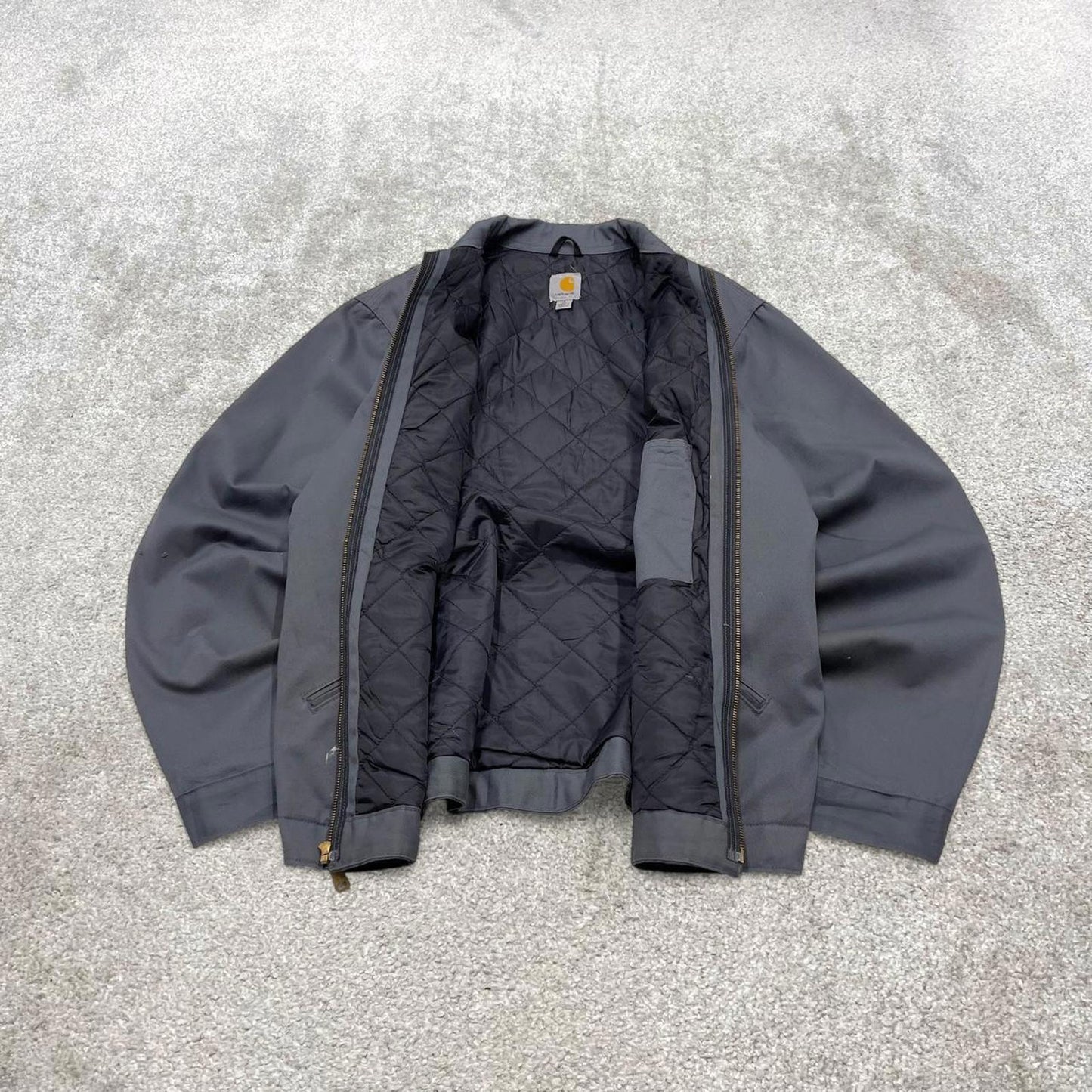 Carhartt chore jacket grey 90s style L Tall loose quilt lined workwear overcoat