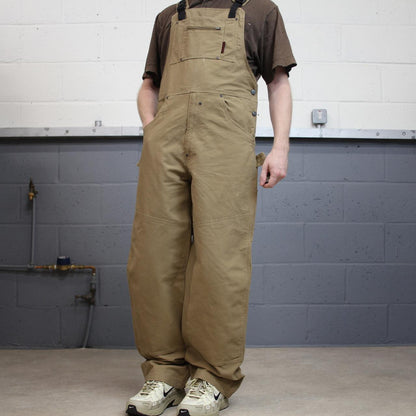 Y2K dungarees denim overalls tan Under Armour workwear bib & brace utility