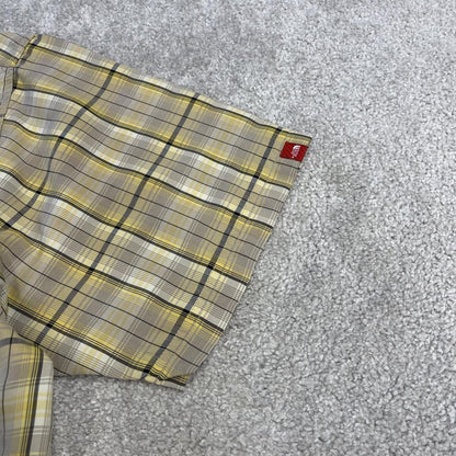 North Face checkered short sleeve shirt yellow TNF Festival style surf check shirt