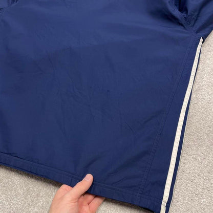 Vintage Y2K adidas windbreaker jacket navy Fleece lined embroidered stripe hooded technical coat