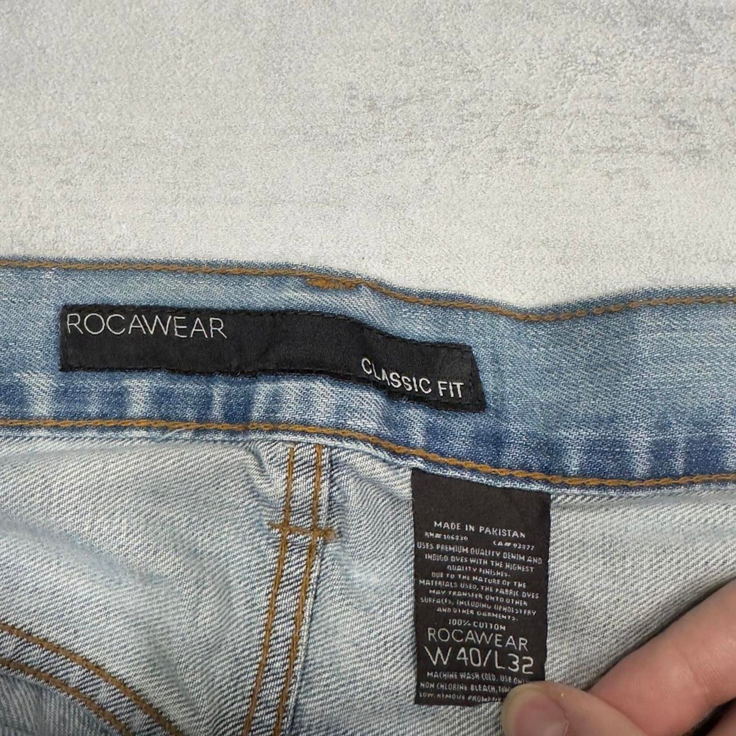 Blue Rocawear jeans W42 L32 90s style hip hop jeans embroidered design