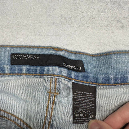 Blue Rocawear jeans W42 L32 90s style hip hop jeans embroidered design