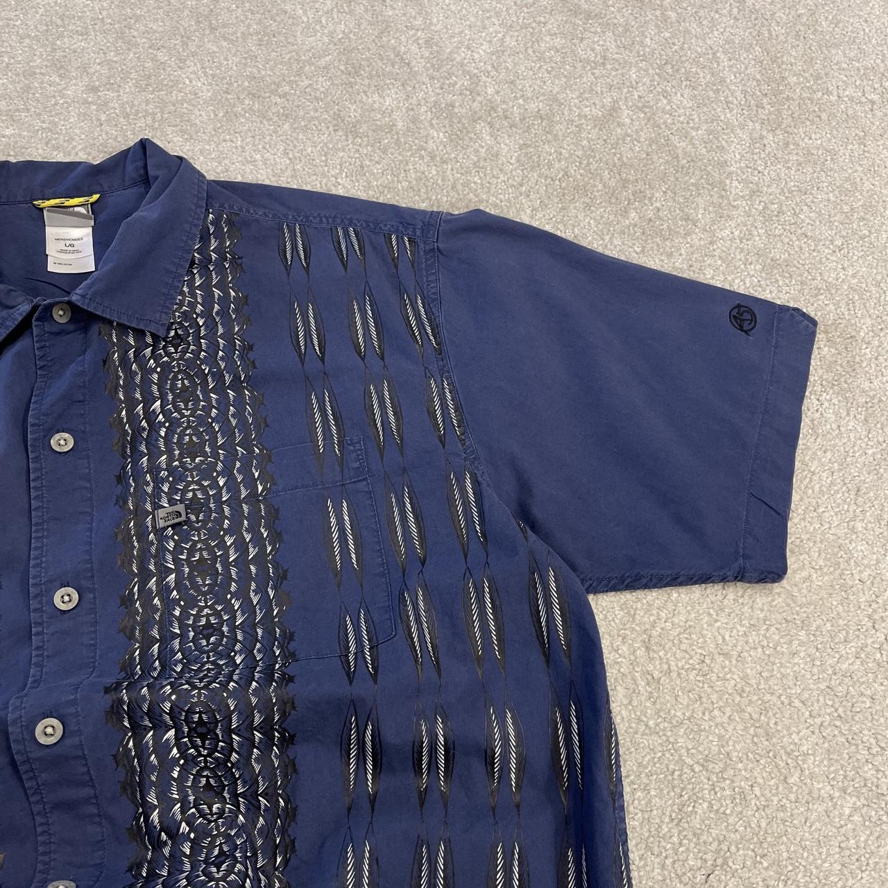 North Face funky pattern short sleeve shirt navy TNF boxy surf style summer festival shirt
