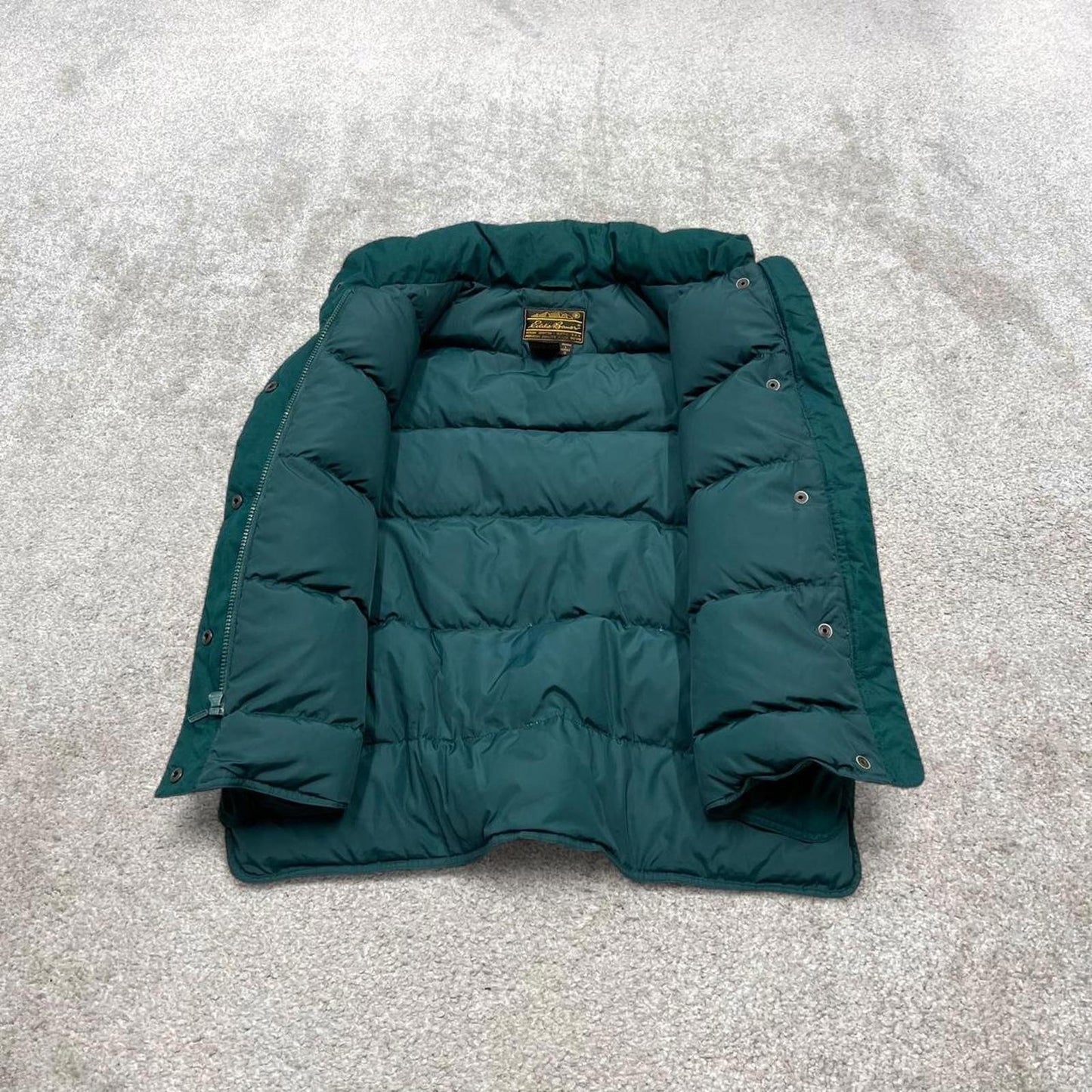 Eddie Bauer technical puffer gilet L women’s green full zip goose down vest outdoors hiking autumn