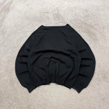 CHAPS knit cardigan jumper embroidered medium men's black knitted button up y2k 00s style