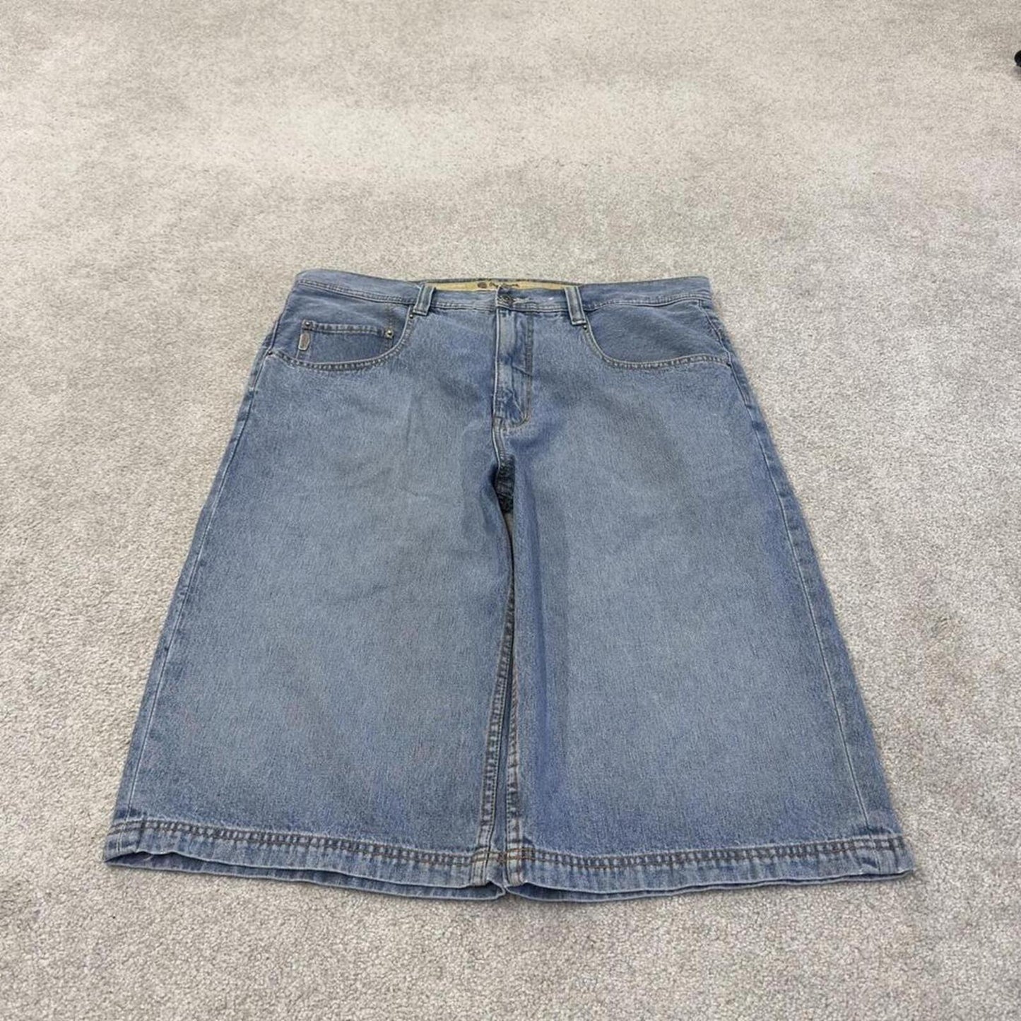 Pepe extra baggy denim shorts wide leg blue Long skater style surf jorts