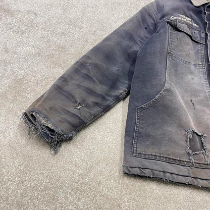 Carhartt chore work jacket navy winter 90s style L loose quilt lined canvas workwear overcoat canvas