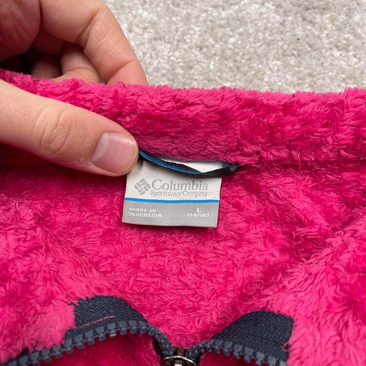 Pink Columbia technical fleece full zip medium girls large y2k style autumn