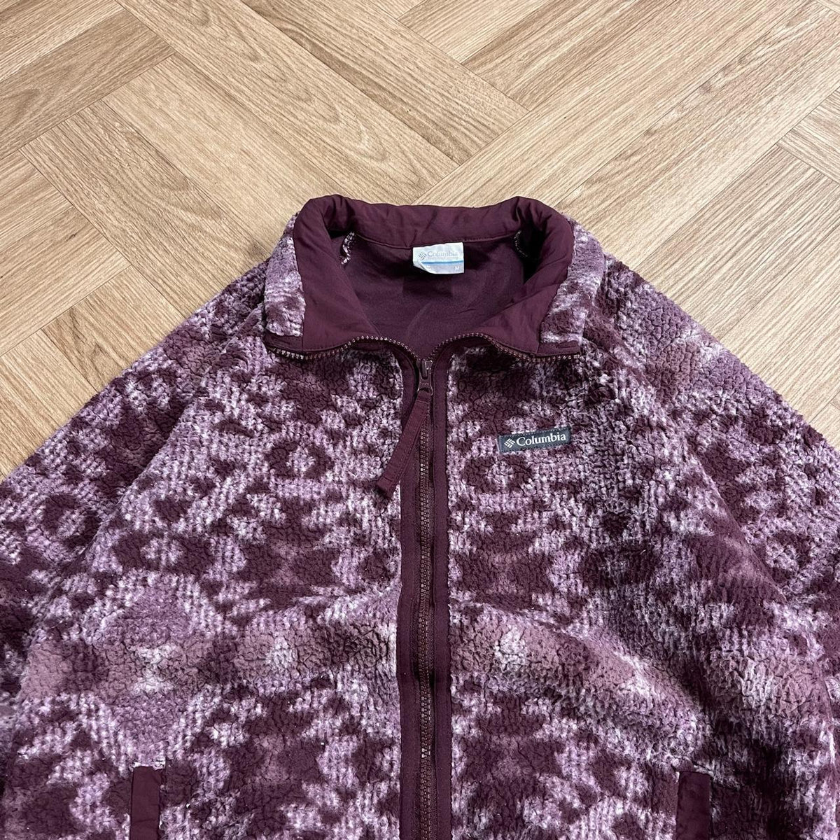 Y2K Colombia fleece aztec pattern Women's purple full zip autumn teddy bear pile fleece
