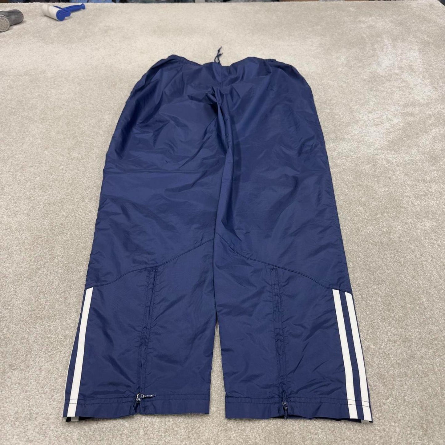 Y2k Adidas tracksuit bottoms Large mens blue loose 00s joggers embroidered sporty track pants