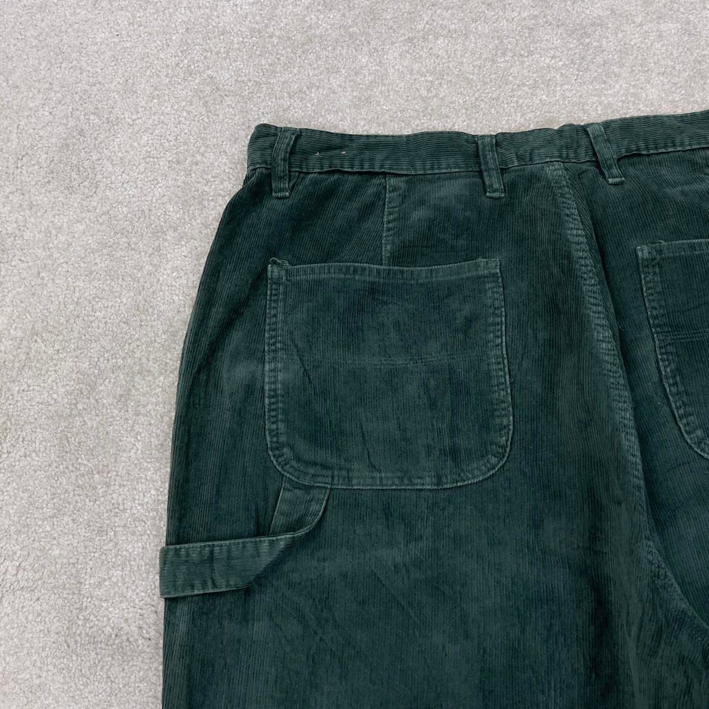 Green Venezia Jeans corduroy carpenter trousers W36L30 extra baggy cord pants 90s skate style